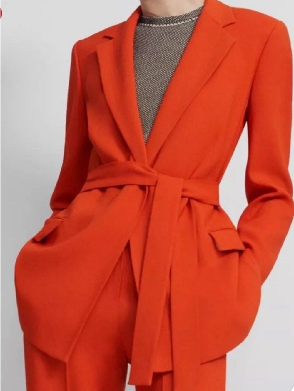 Theory Vibrant Orange Belted Blazer size 6